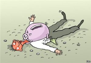 Caricatura Prabusirea Wall Street banci1