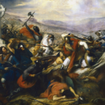 Batalia de la Poitiers tablou de Charles de Steuben pictura lupta razboi Evul Mediu Carol cel Mare crestinism islam